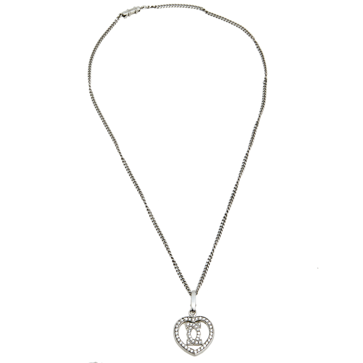

Cartier C de Cartier Heart Diamond 18k White Gold Charm Necklace