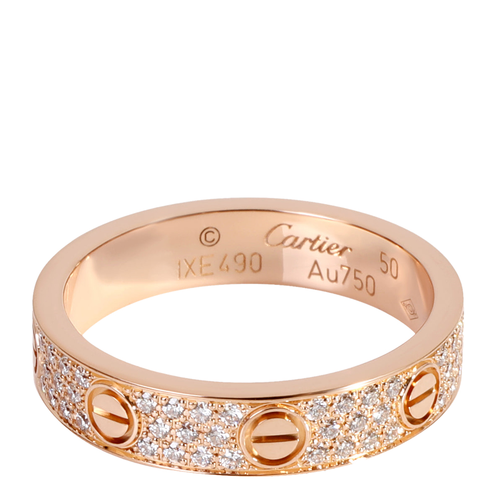 

Cartier Love 18K Rose Gold Diamond Ring EU 50
