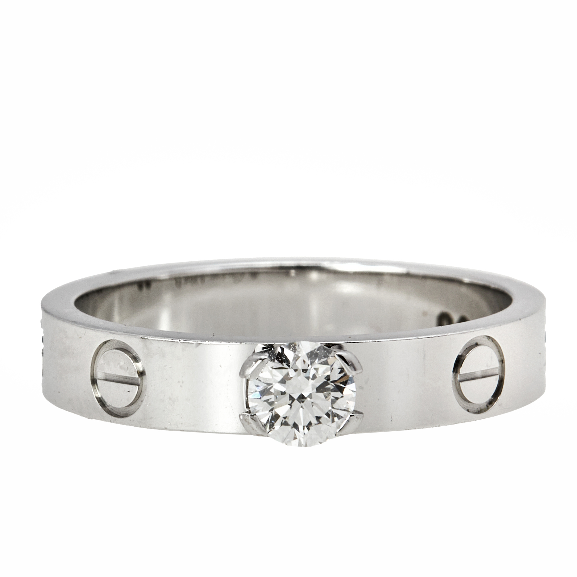 

Cartier Love Solitaire 0.25ct Diamond 18K White Gold Band Ring Size