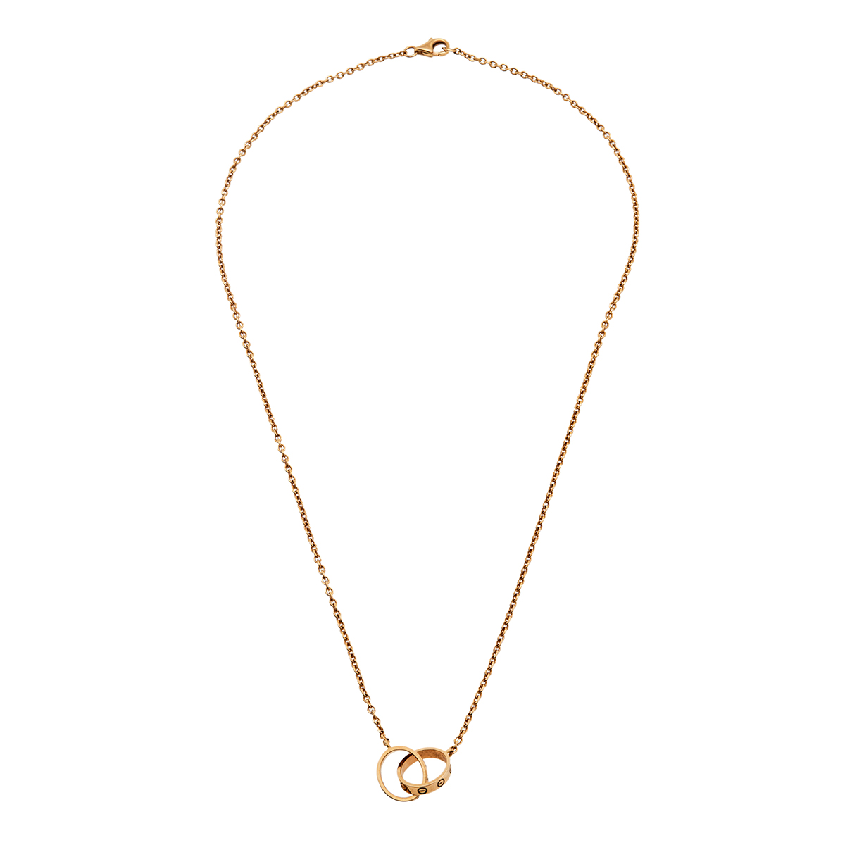 

Cartier Love Interlocking 2 Loop 18K Rose Gold Pendant Necklace
