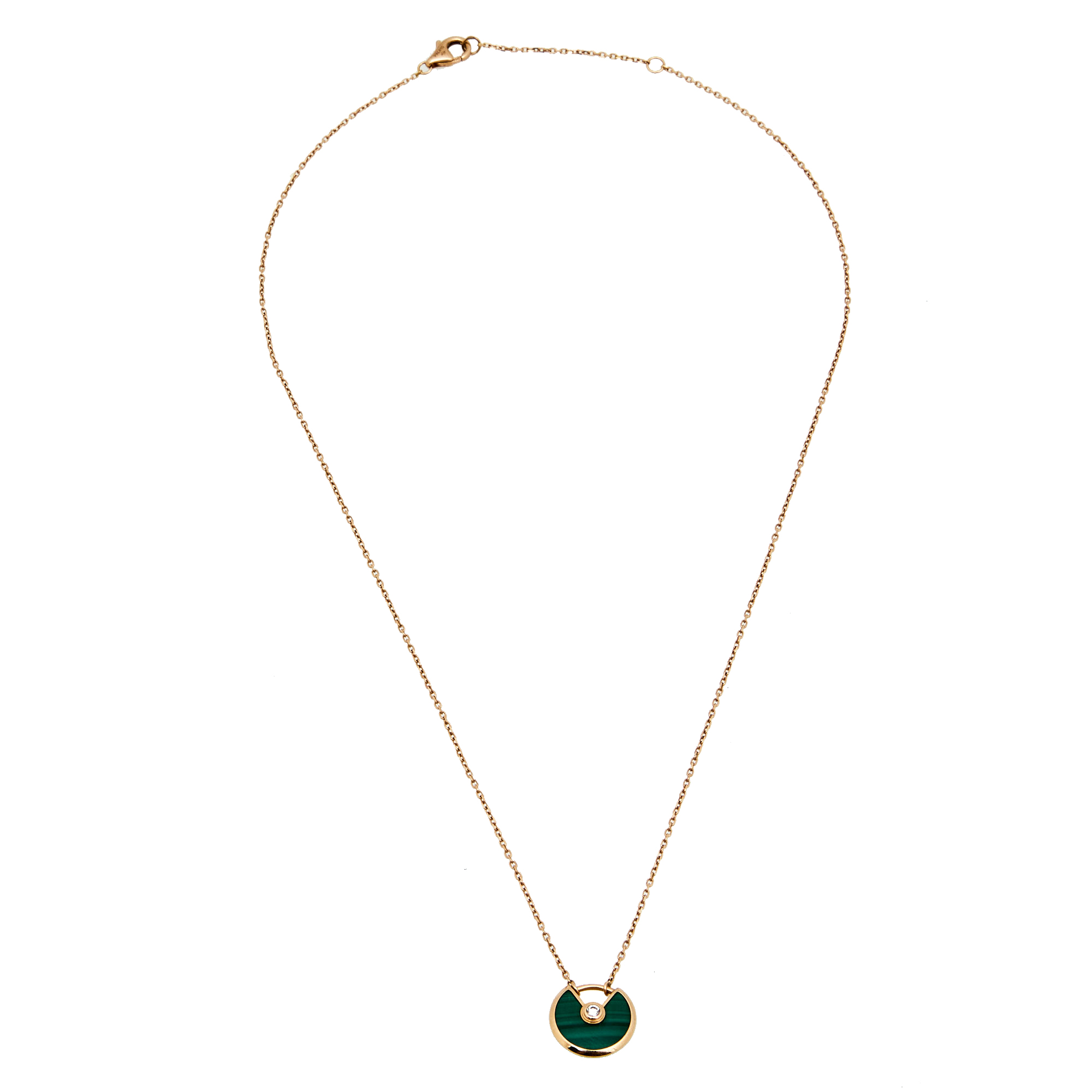 

Cartier Amulette De Cartier Malachite Diamond 18k Rose Gold  Model Necklace