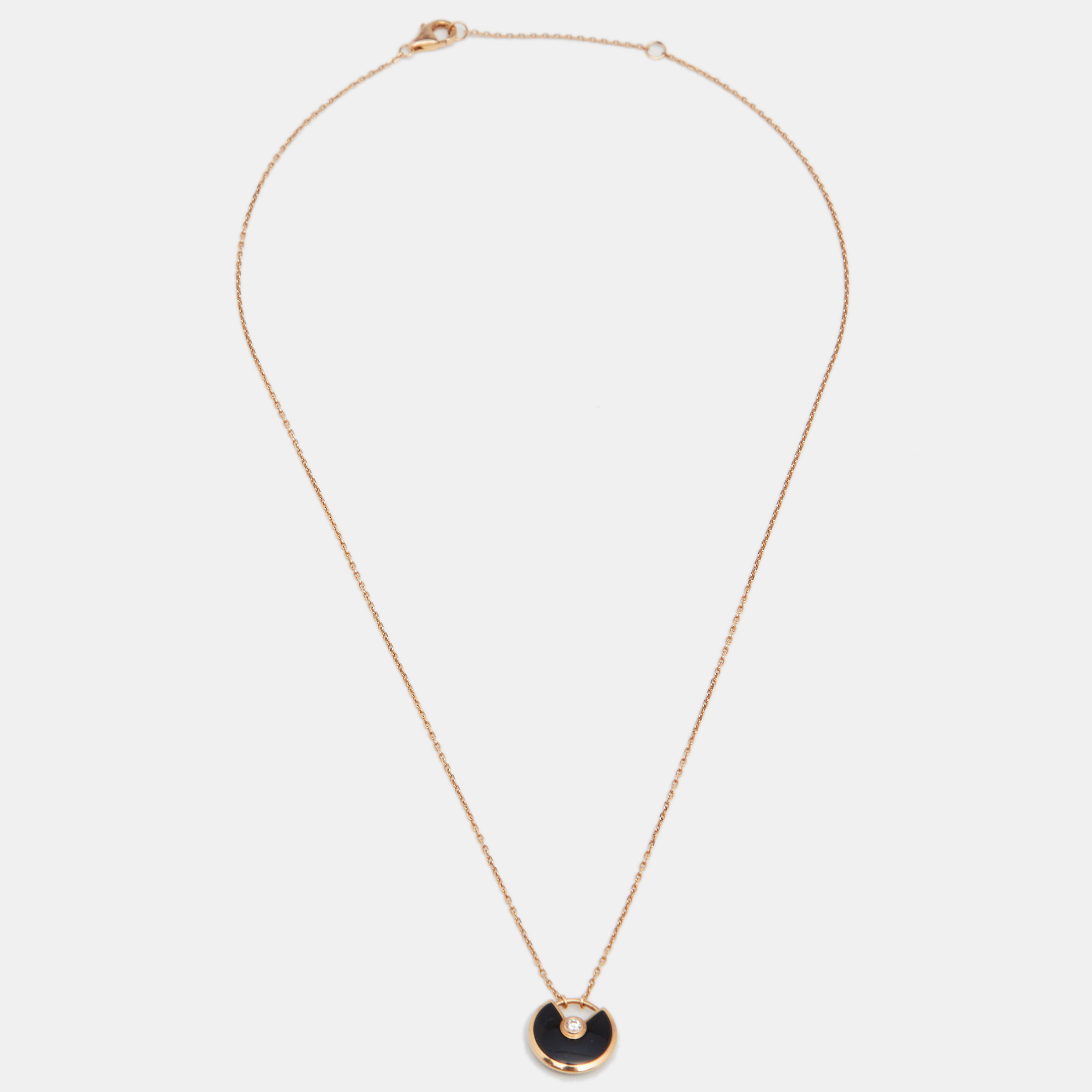 

Cartier Amulette de Cartier Diamond Onyx 18K Rose Gold Necklace