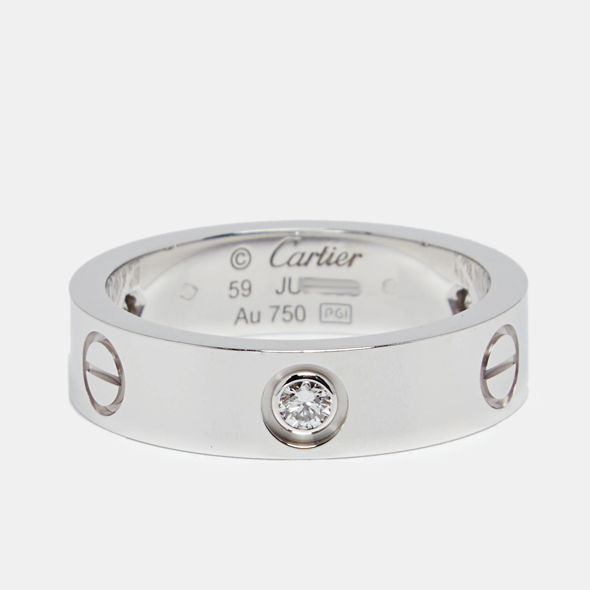 

Cartier Love 3 Diamond 18k White Gold Band Ring Size