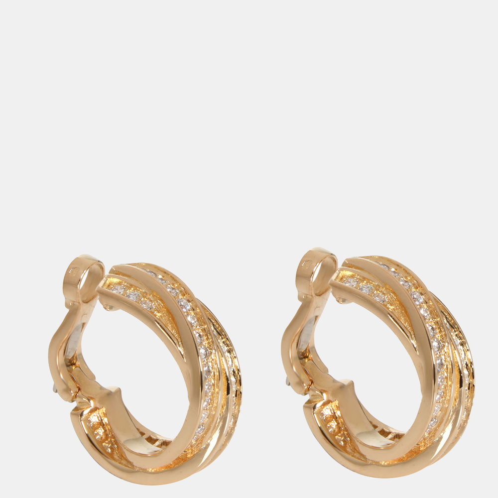 

Cartier Trinity Crossover Hoop 18K Yellow Gold Diamond Earrings