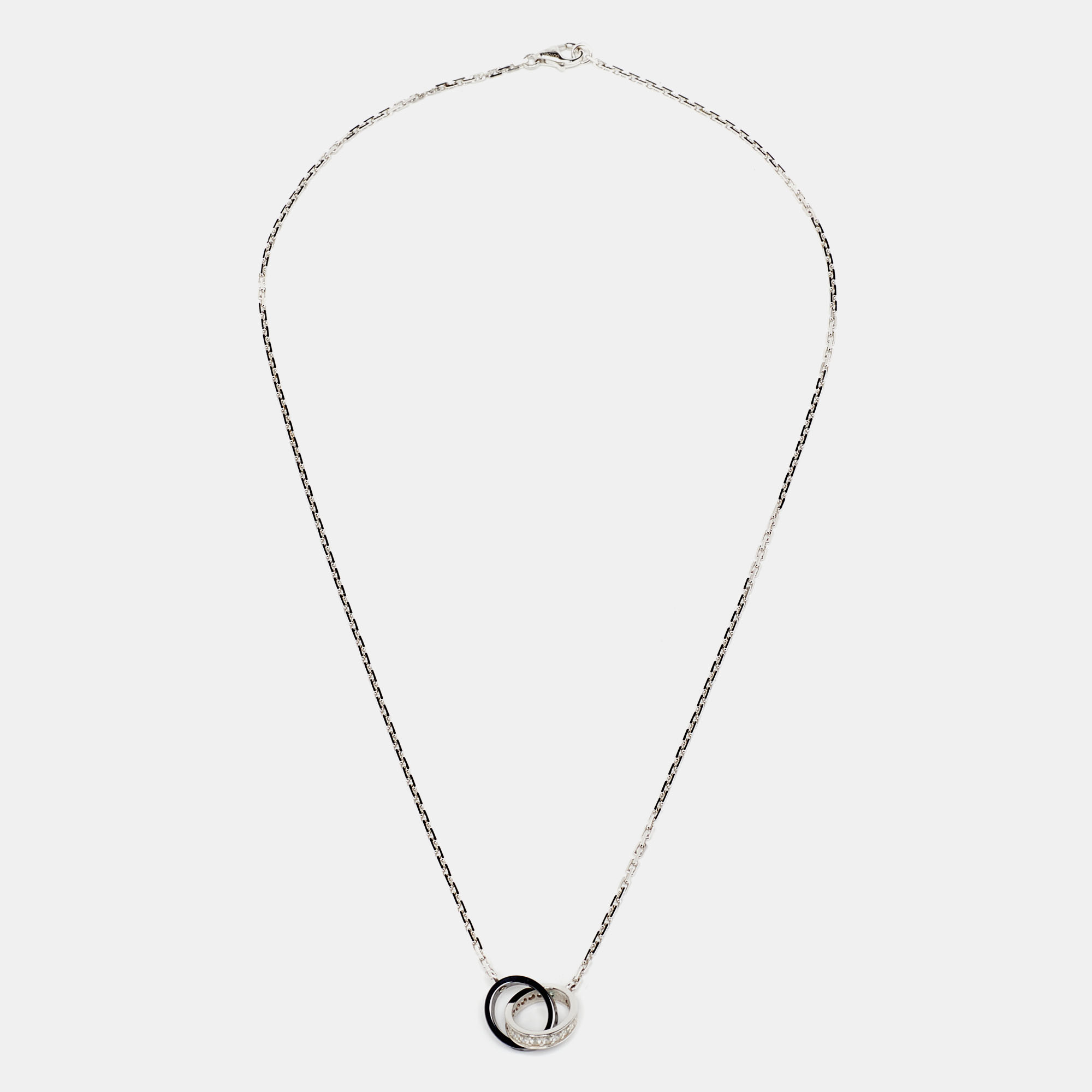 

Cartier Love Interlocking Loop Diamond Ceramic 18K White Gold Necklace