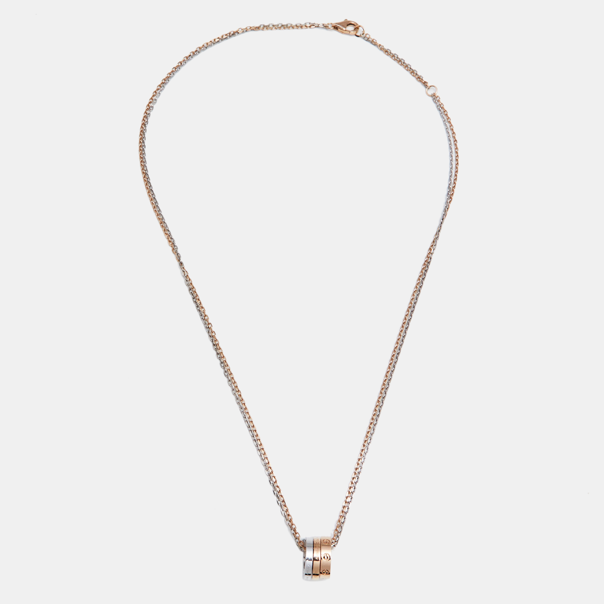 

Cartier Love Diamond 18k Two Tone Gold Double Chain Necklace