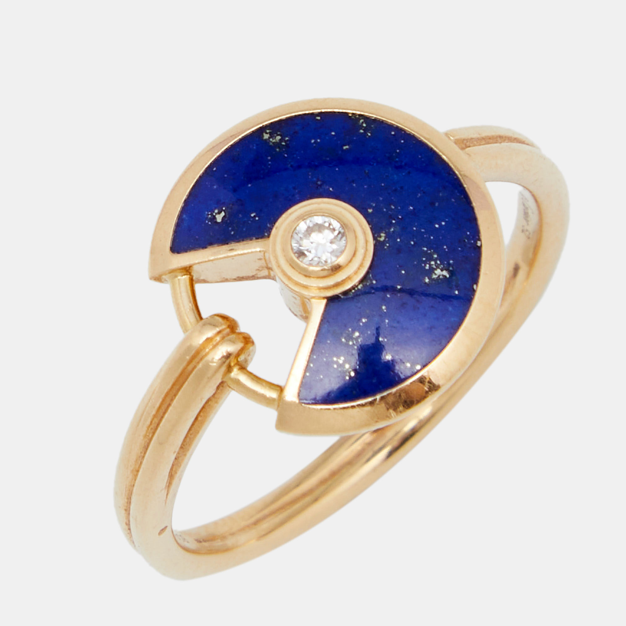 

Cartier Amulette de Cartier Diamond Lapis Lazuli 18k Yellow Gold Ring Size