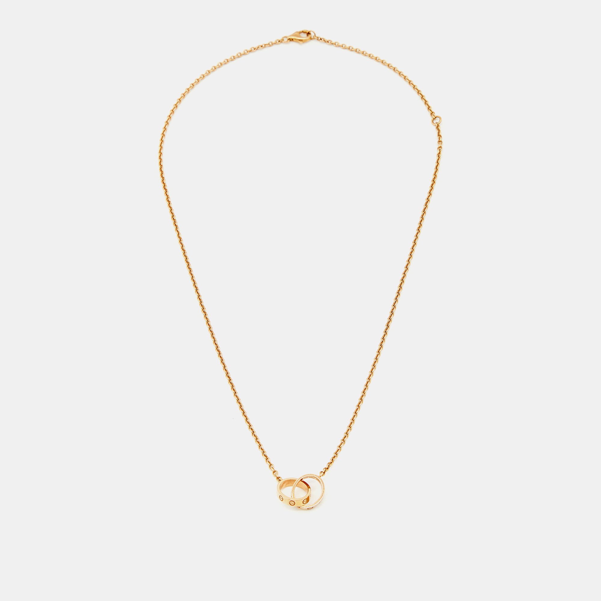 

Cartier Love Interlocking 2 Loops 18K Rose Gold Pendant Necklace