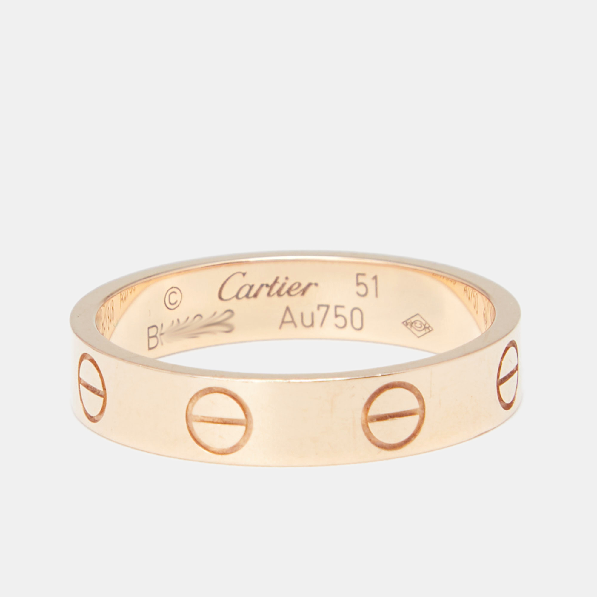 

Cartier Love 18K Rose Gold Narrow Wedding Band Ring Size