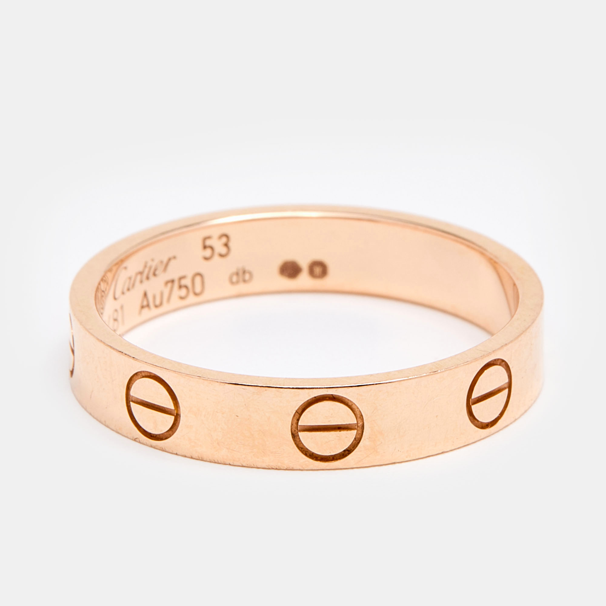

Cartier Love 18K Rose Gold Narrow Wedding Band Ring Size