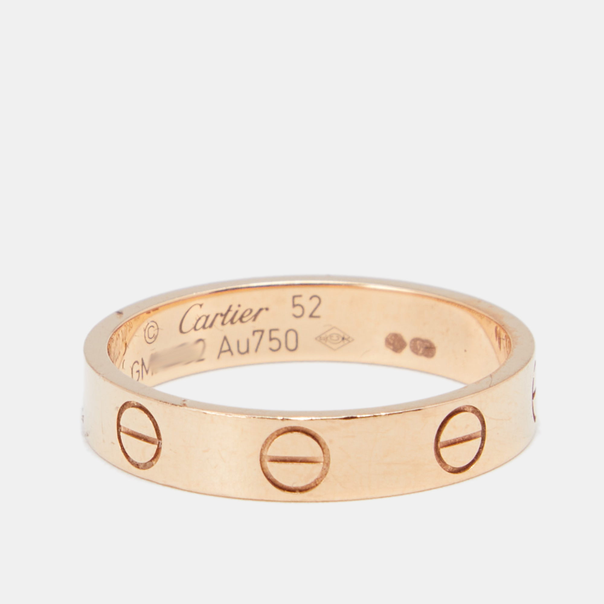 

Cartier Love 18K Rose Gold Narrow Wedding Band Ring Size