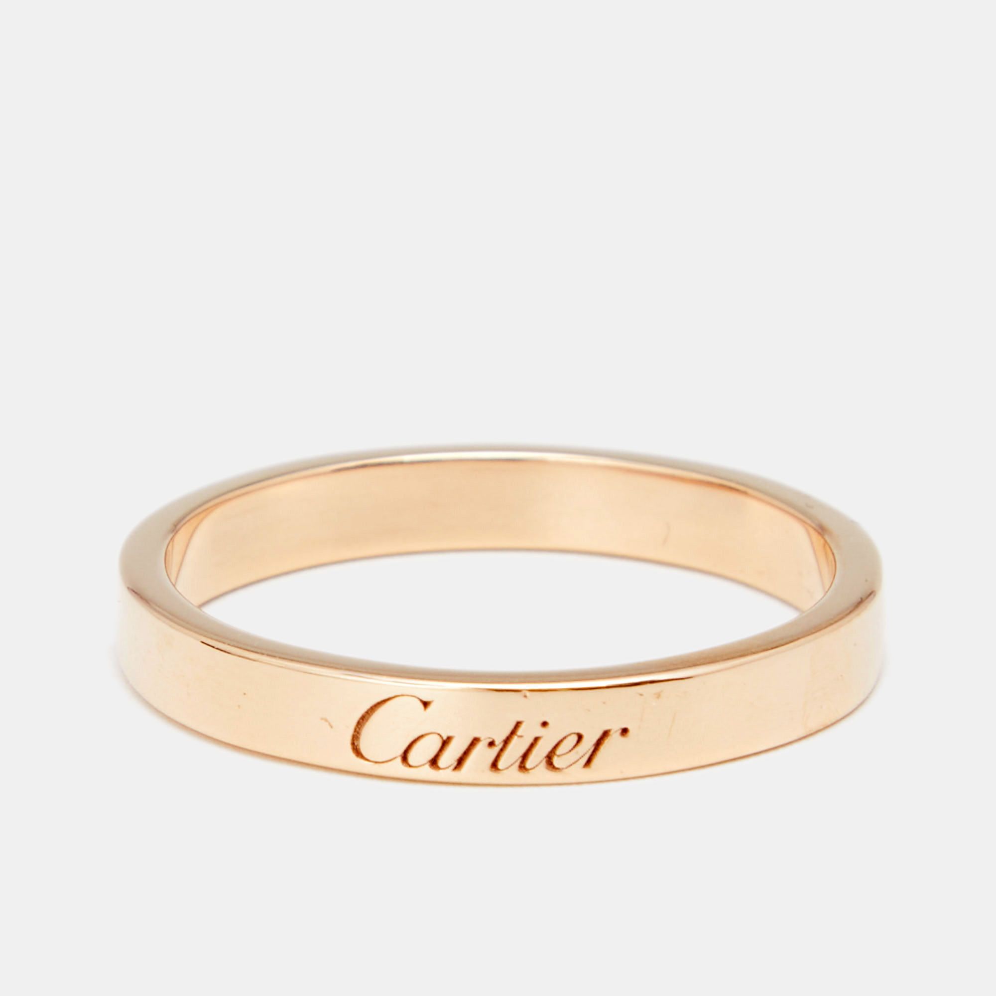 

Cartier C De Cartier 18K Rose Gold Wedding Band Ring 58