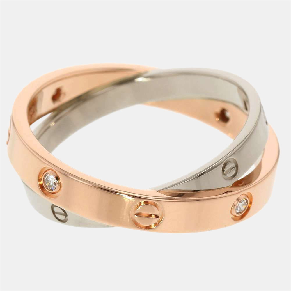 

Cartier Love 18K Rose and White Gold Diamond Ring EU 58