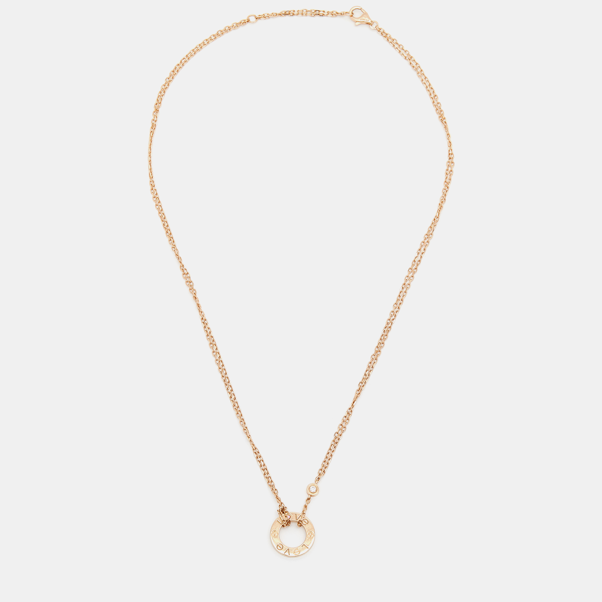 

Cartier Love Xmas Edition Diamond Sapphire 18k Rose Gold Necklace