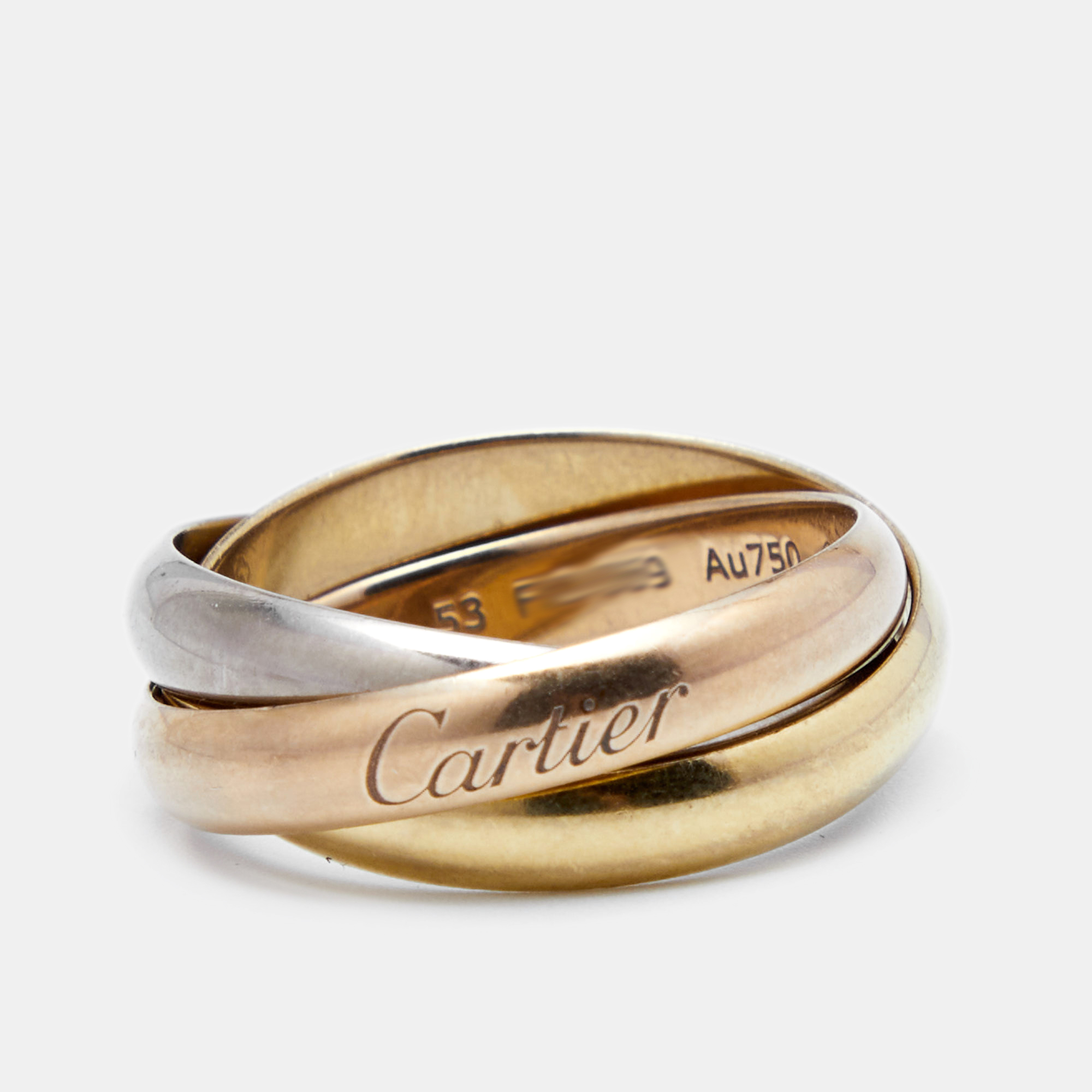 

Cartier Trinity Classic 18k Three Tone Gold Rolling Ring Size