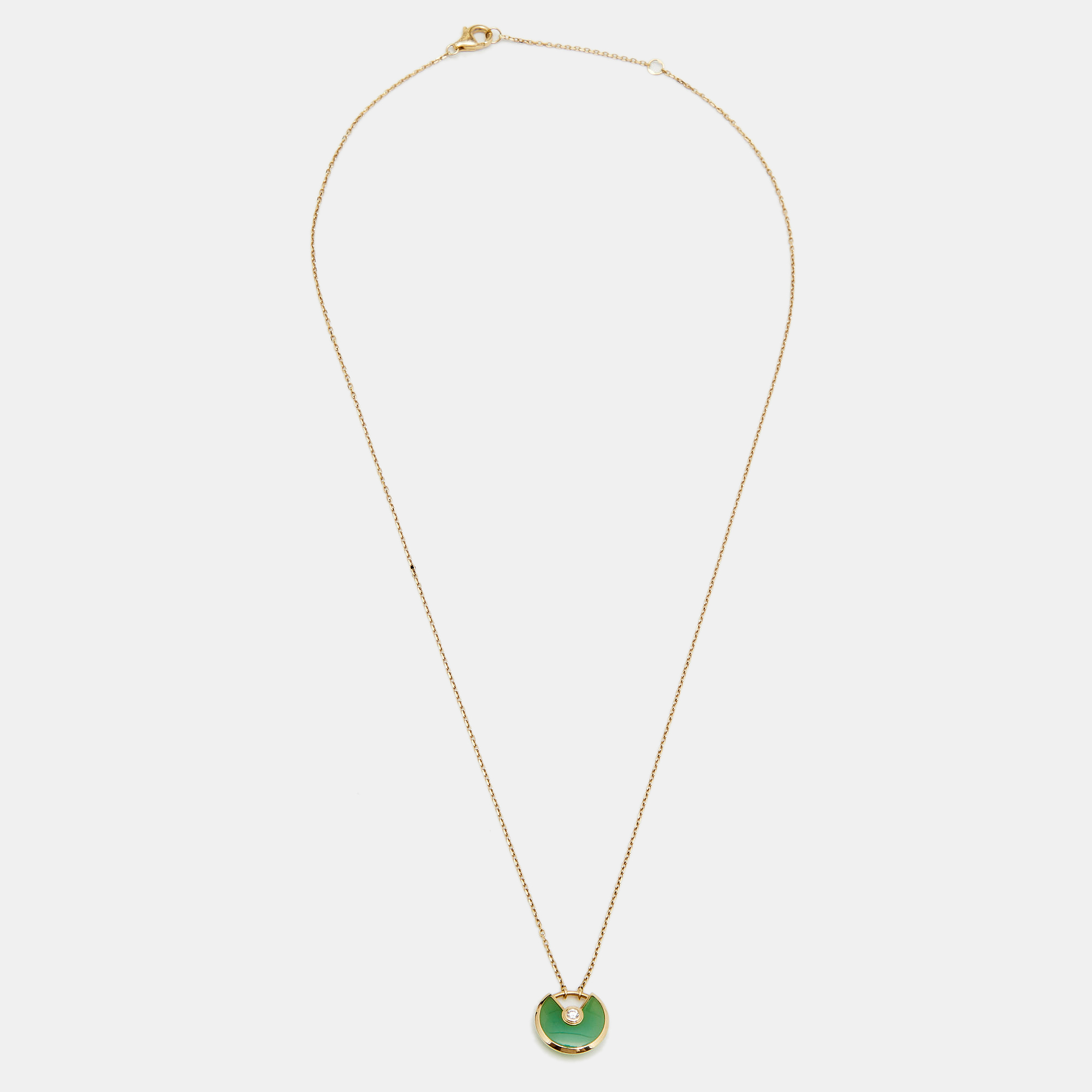 

Cartier Amulette de Cartier Chrysoprase Diamond 18k Yellow Gold  Model Necklace