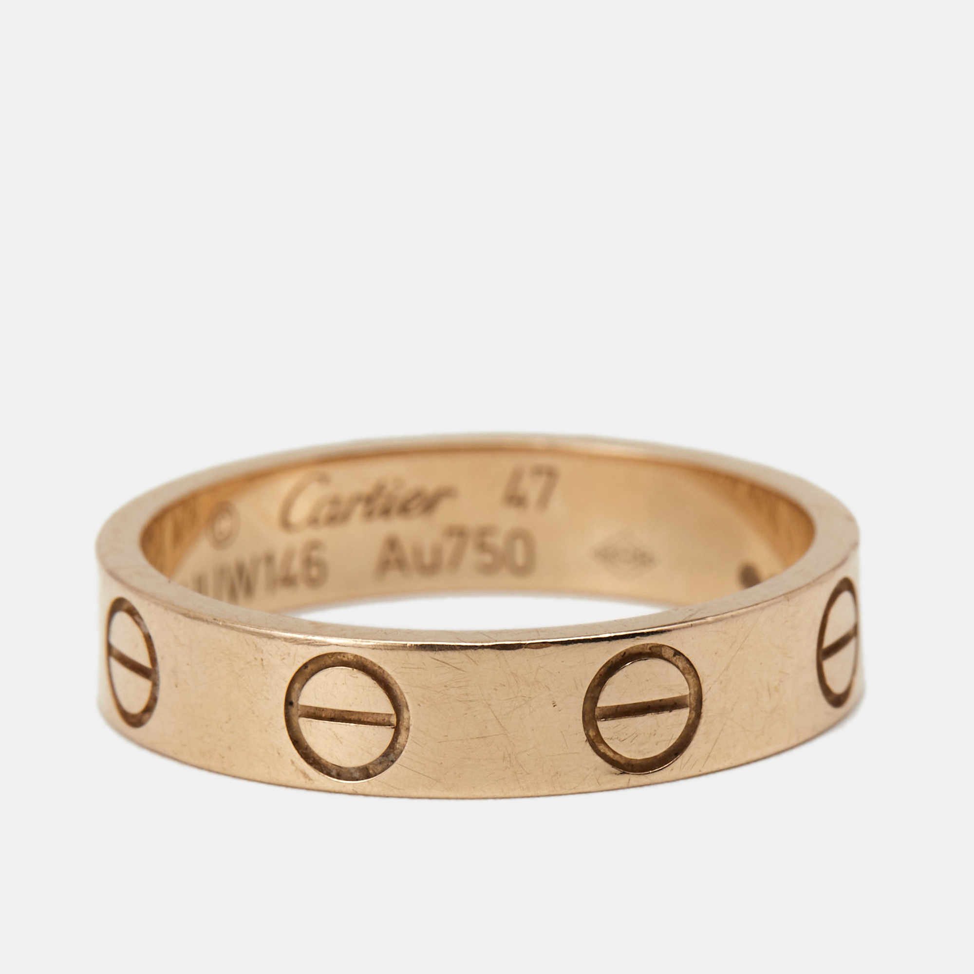 

Cartier Love 18K Rose Gold Narrow Wedding Band Ring Size