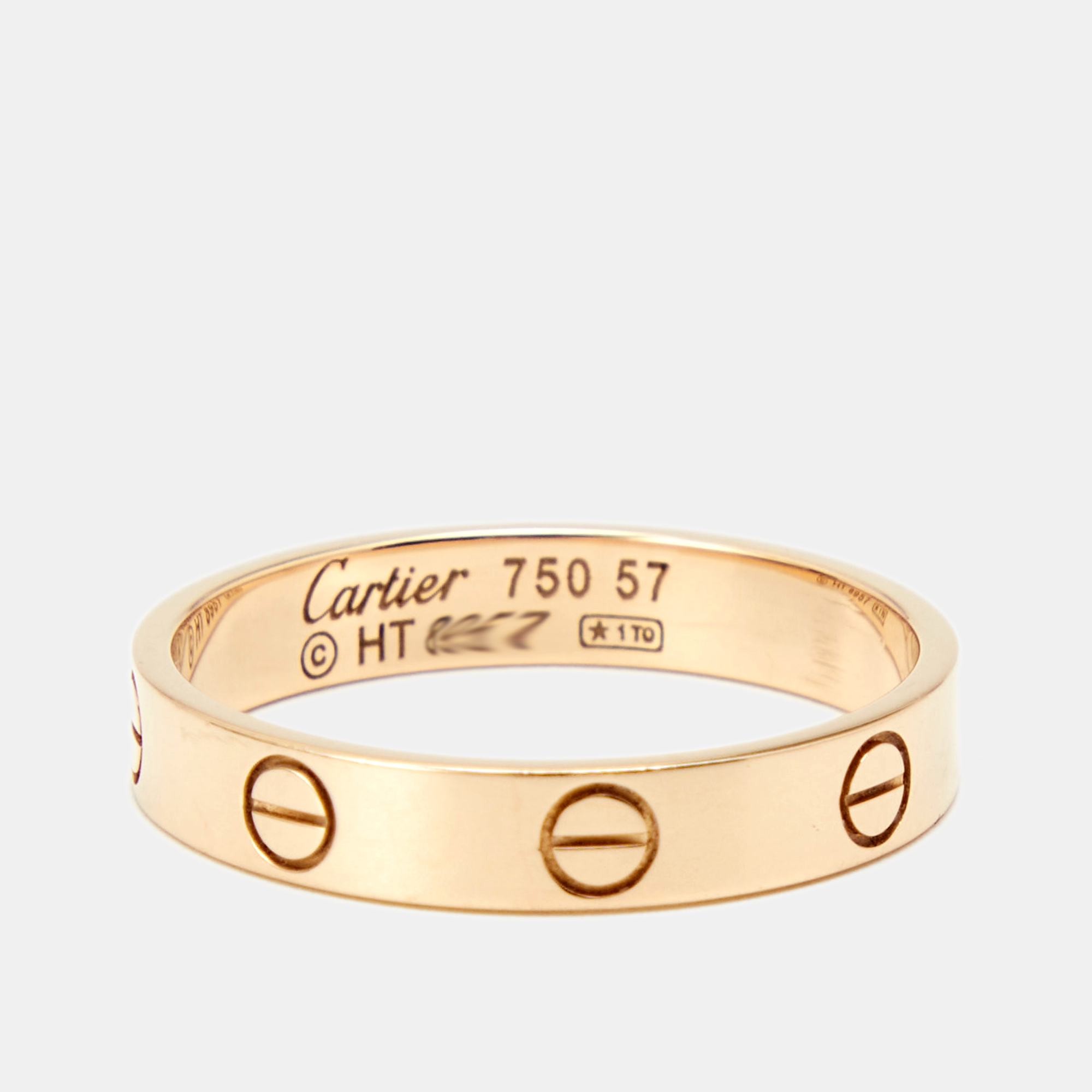 

Cartier Love 18K Rose Gold Narrow Wedding Band Ring Size
