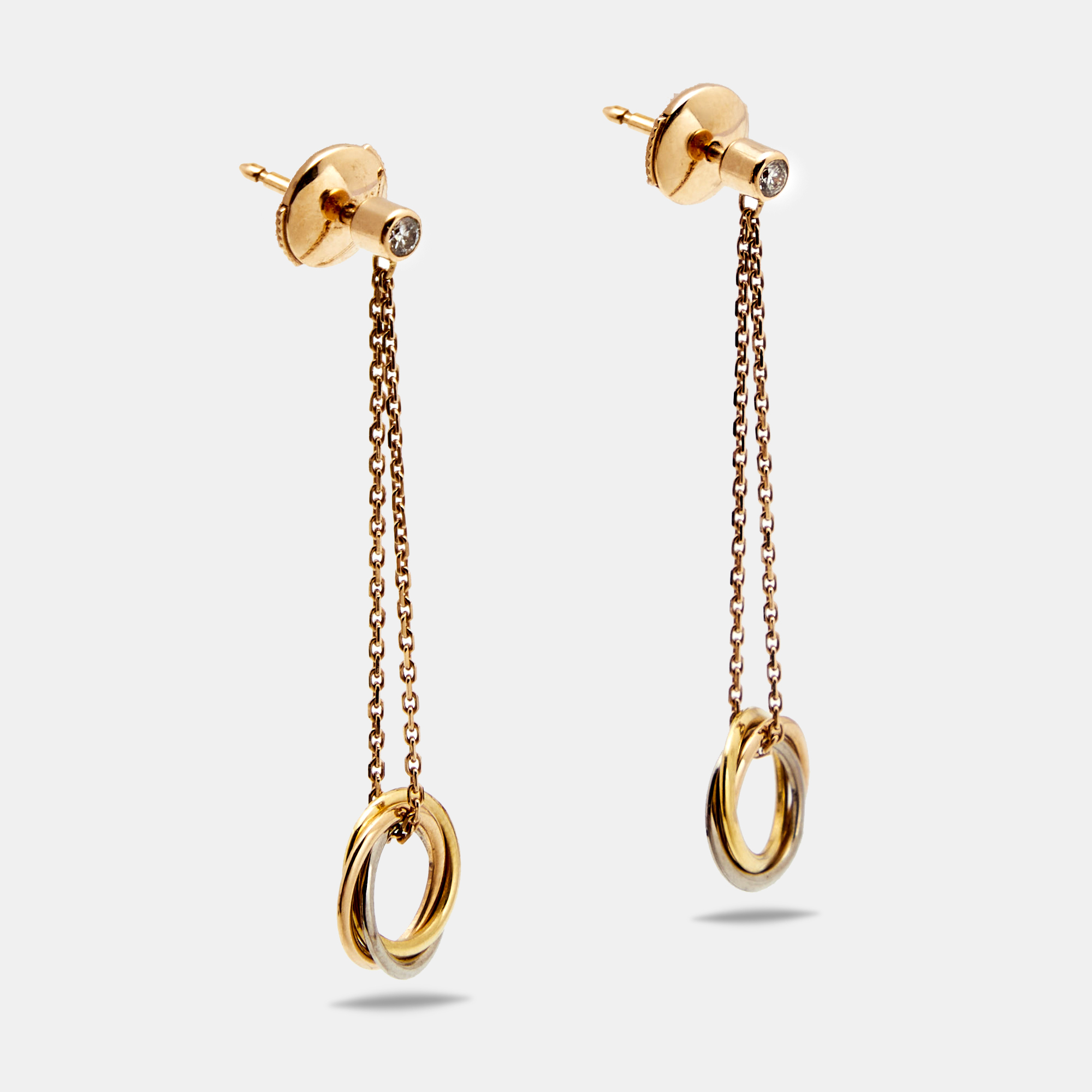 

Cartier Trinity Diamonds 18k Three Tone Gold Drop Earrings