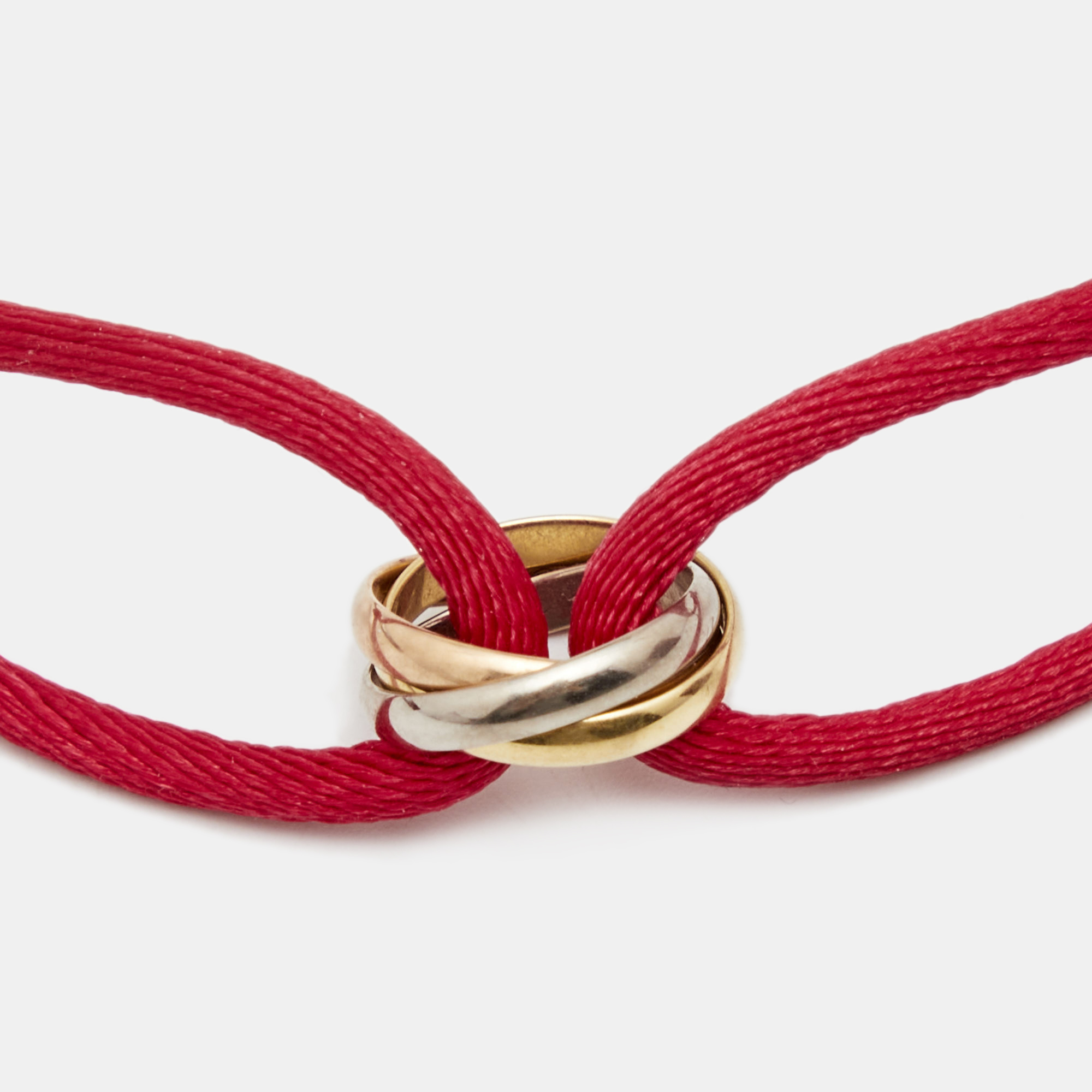 

Cartier Trinity De Cartier Three Tone 18k Gold Red Adjustable Cord Bracelet