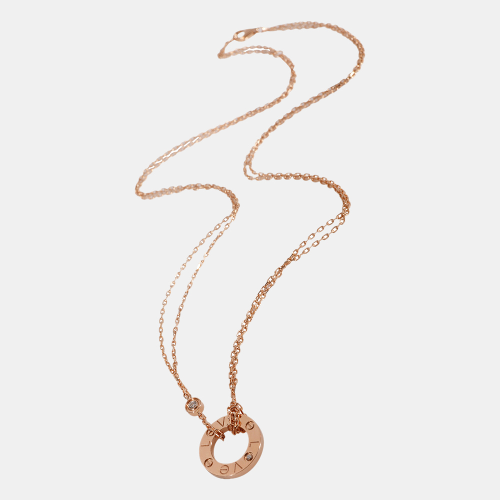 

Cartier Love Diamond Necklace in 18k Rose Gold 0.03 CTW
