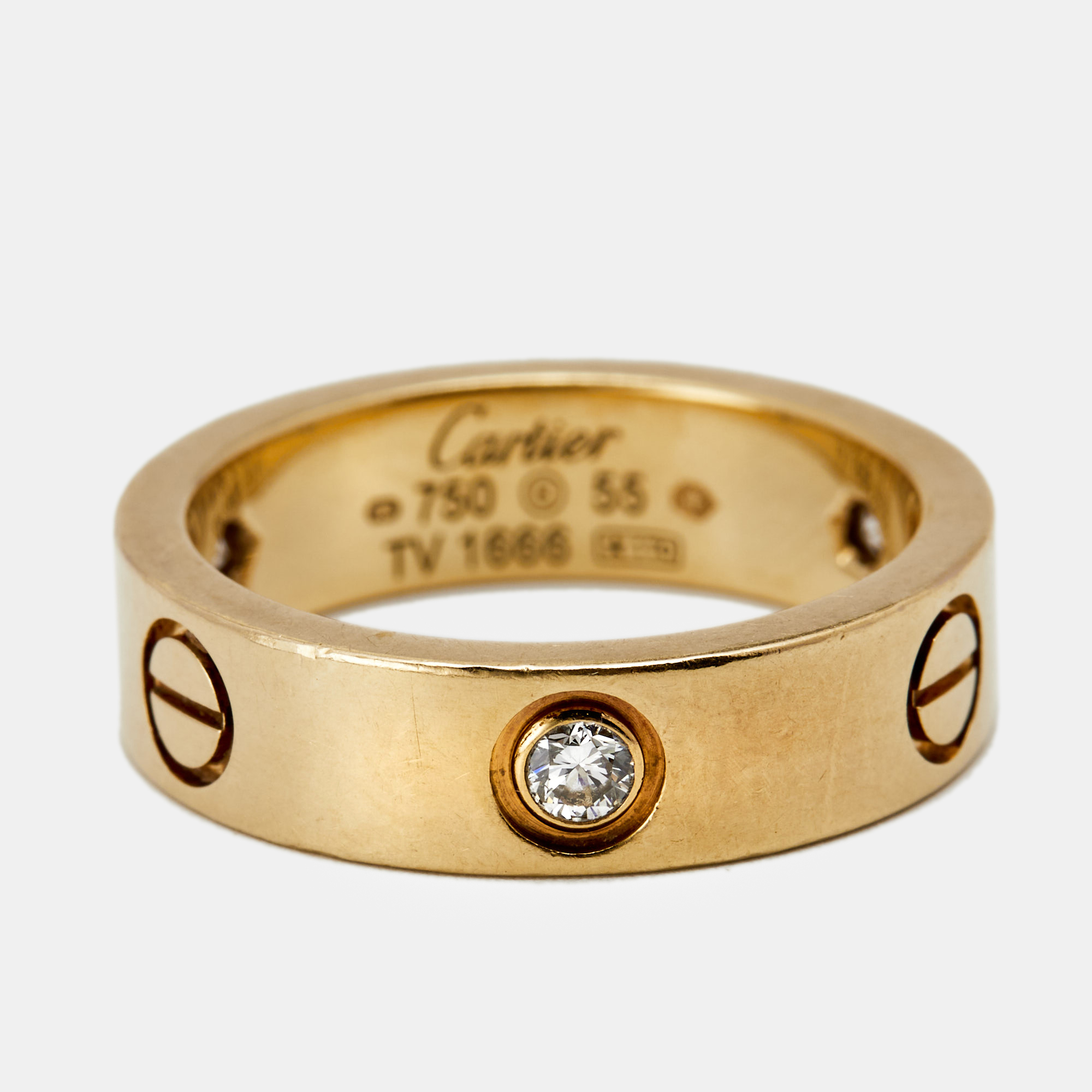 

Cartier Love 3 Diamonds 18k Yellow Gold Band Ring Size