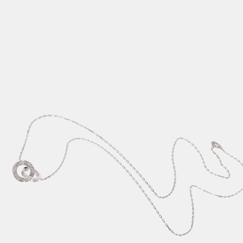 

Cartier Love Pave Interlocking Circle Necklace in 18K White Gold 0.30 Ctw