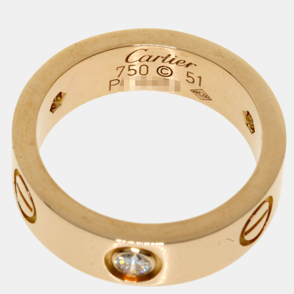 

Cartier Love 18K Rose Gold Diamond Ring EU 51