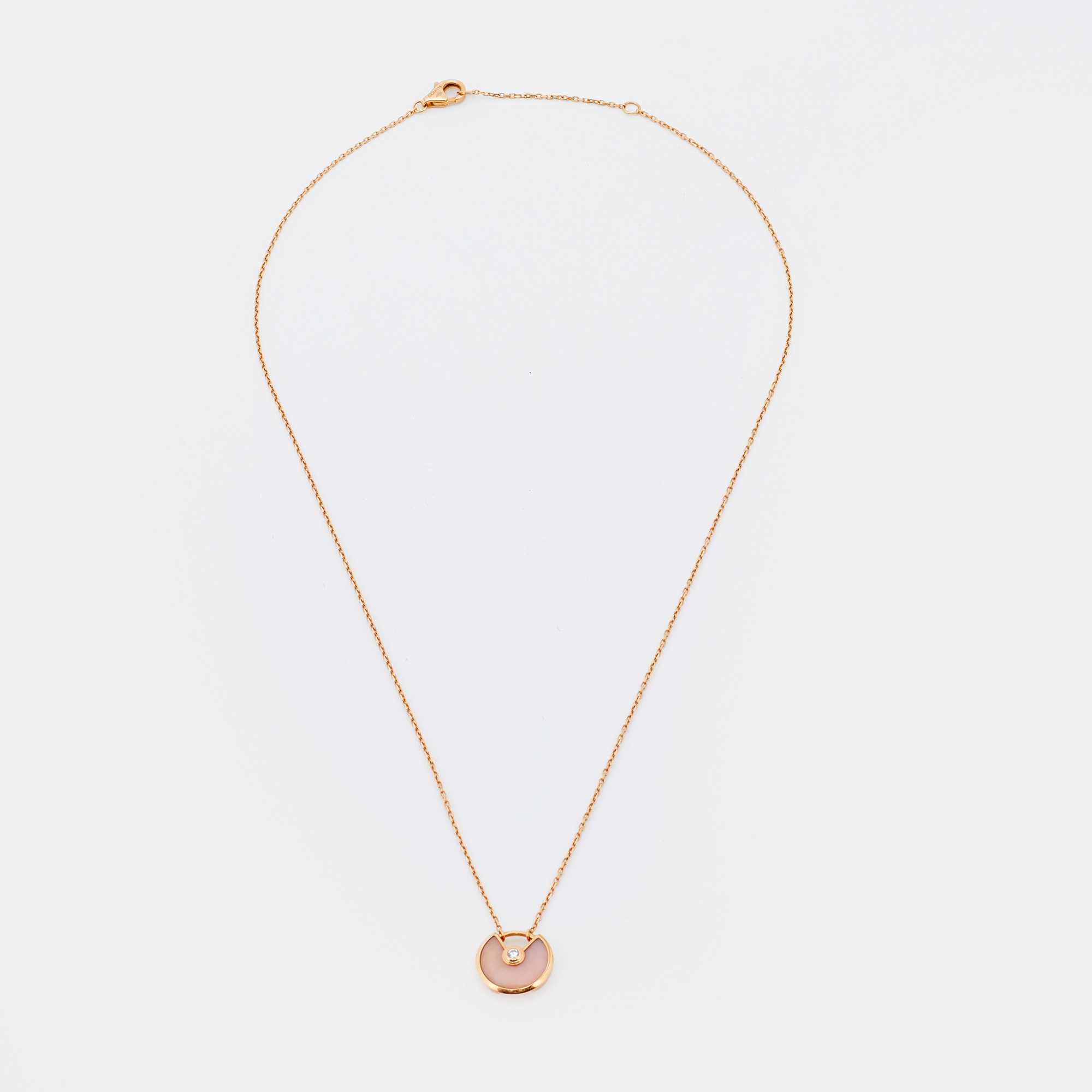 

Cartier Amulette De Cartier Pink Opal Diamond 18k Rose Gold  Model Necklace