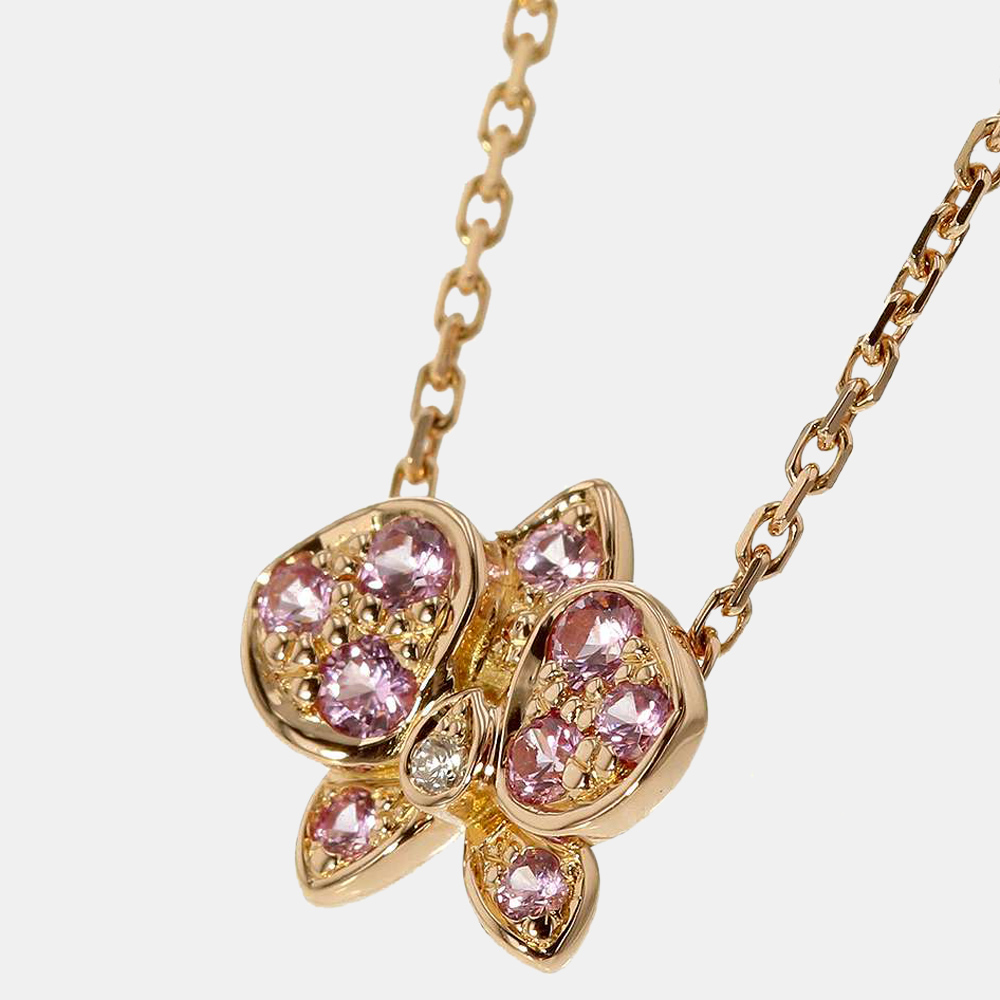 

Cartier 18K Rose Gold 0.0054 ctw per piece Diamond and Sapphire Caresse d'Orchidées Par Necklace