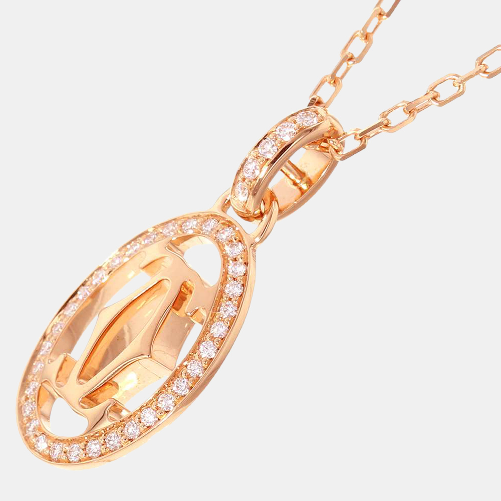 

Cartier 18K Rose Gold Diamond 0.10 Double C De Cartier Necklace