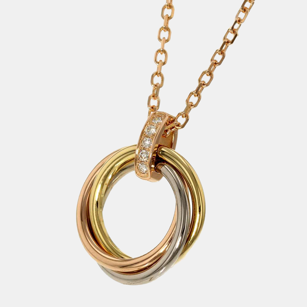 

Cartier Trinity 18K Yellow Rose White Gold Diamond Necklace