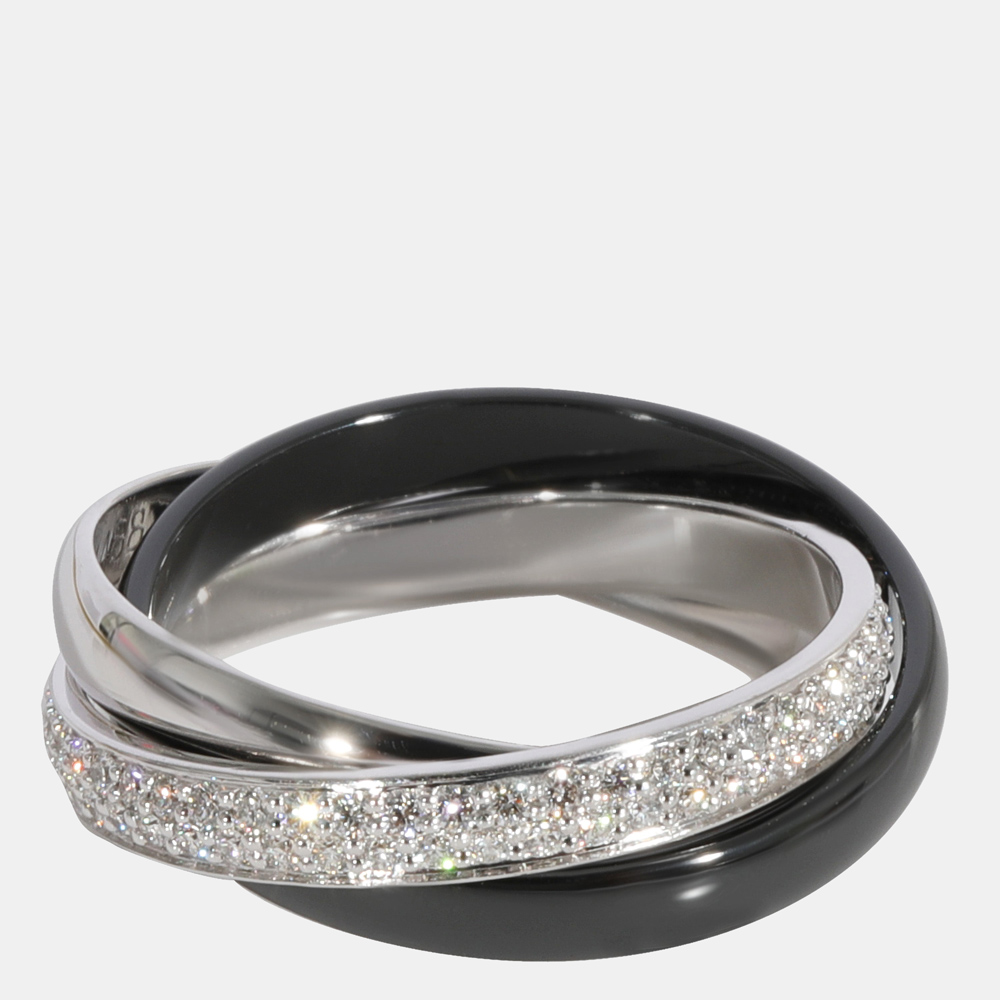 

Cartier Trinity Ceramic Diamond Ring in 18k White Gold 0.45 CTW