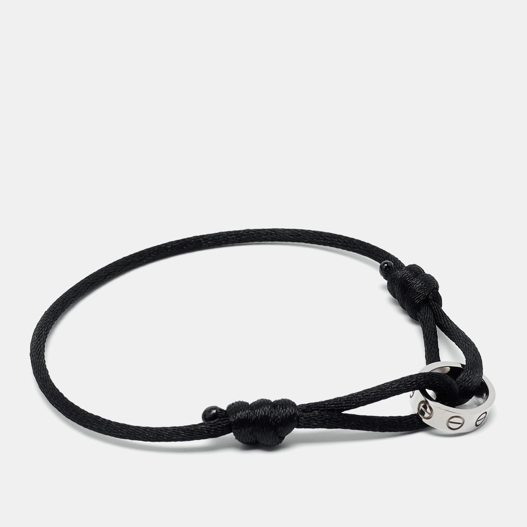 

Cartier Love 18k White Gold Adjustable Black Cord Bracelet