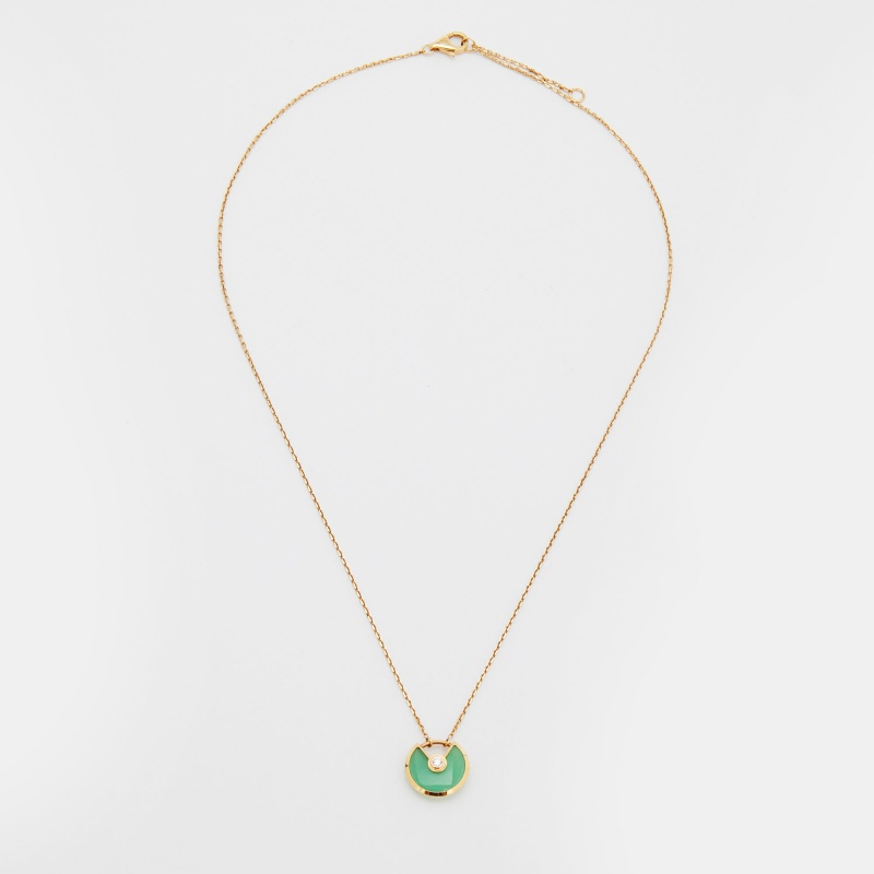 

Cartier Amulette De Cartier Chrysoprase Diamond 18k Yellow Gold Necklace