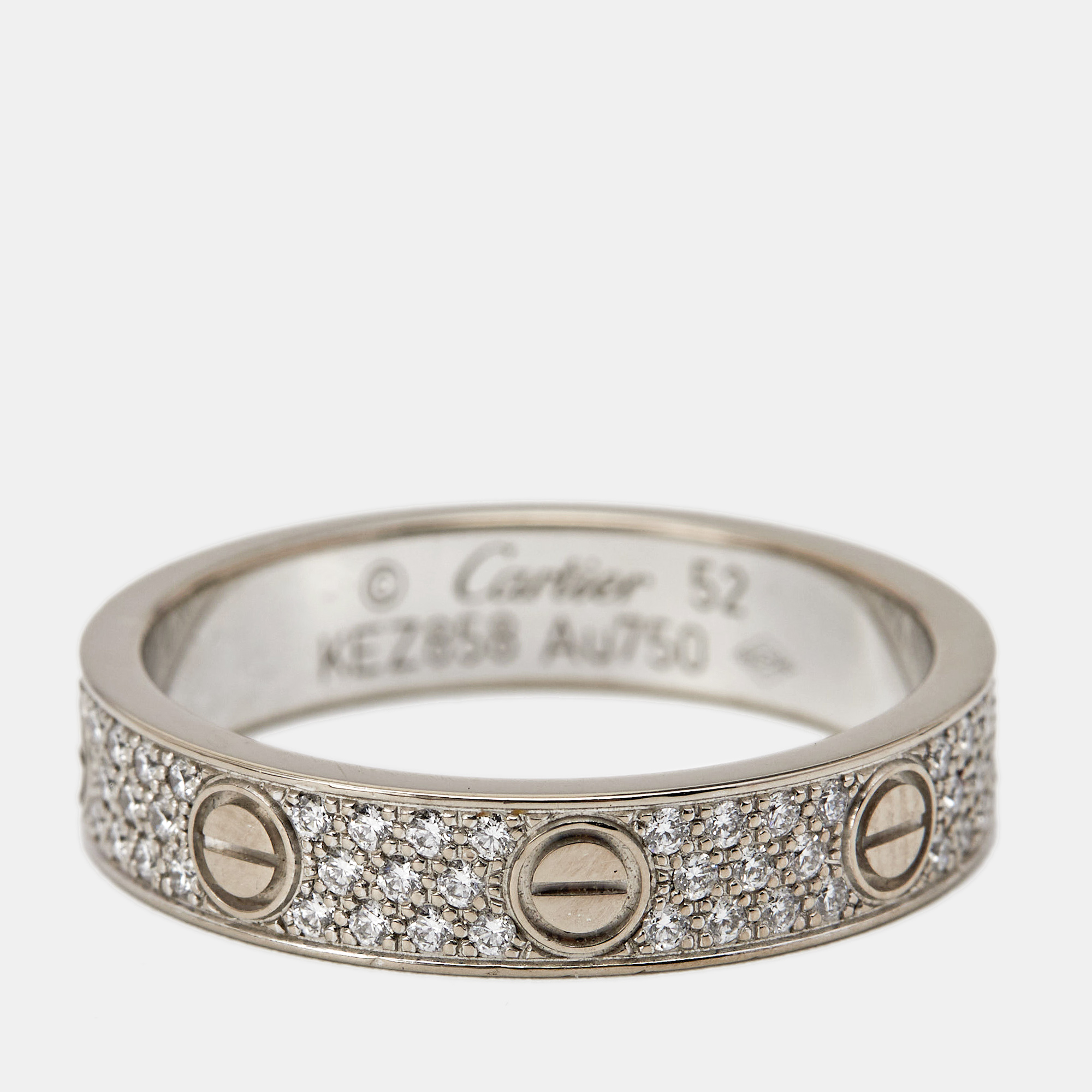 

Cartier Love Pave Diamonds 18k White Gold Band Ring Size