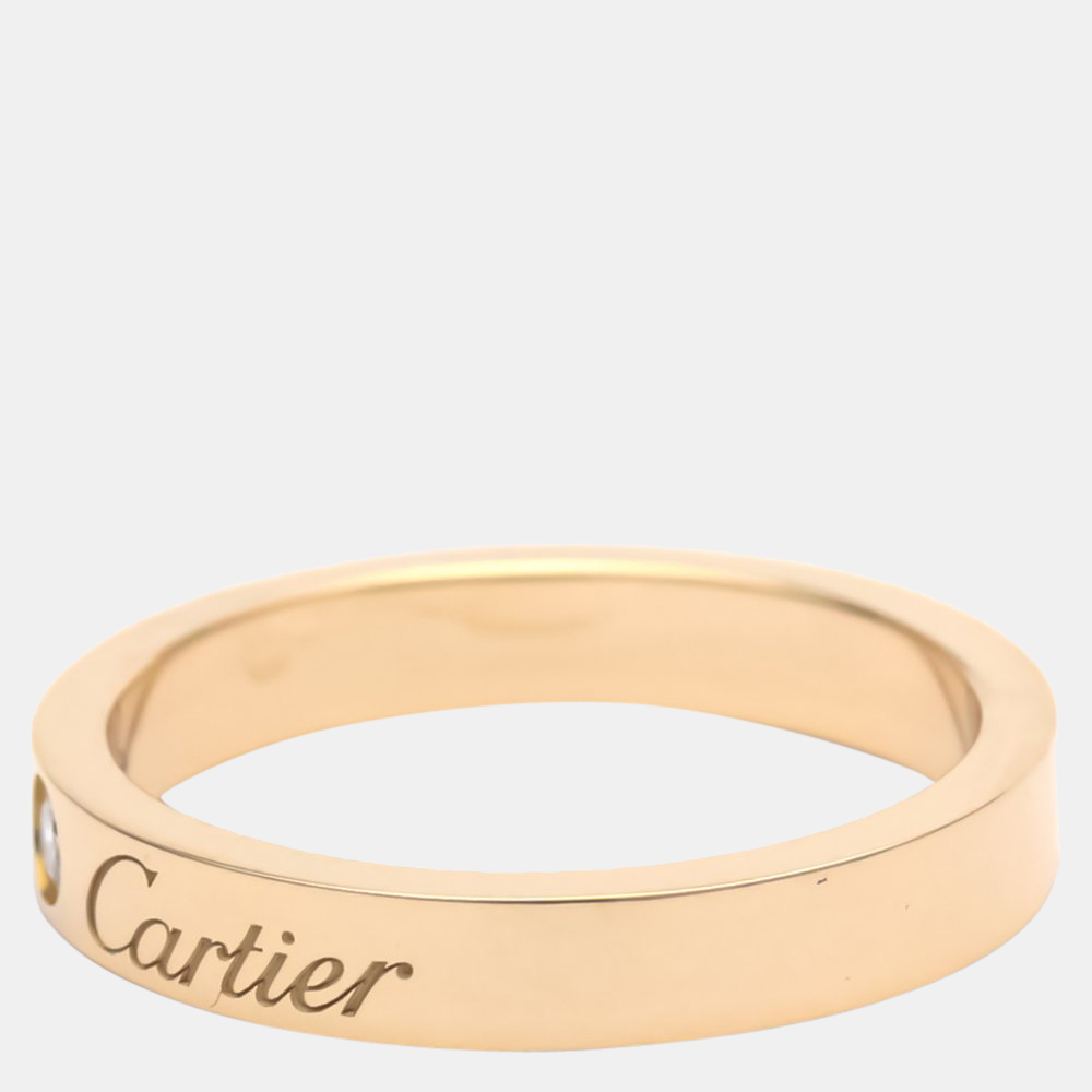 

Cartier C De Cartier Wedding Band 18K Rose Gold Diamond Ring EU 50