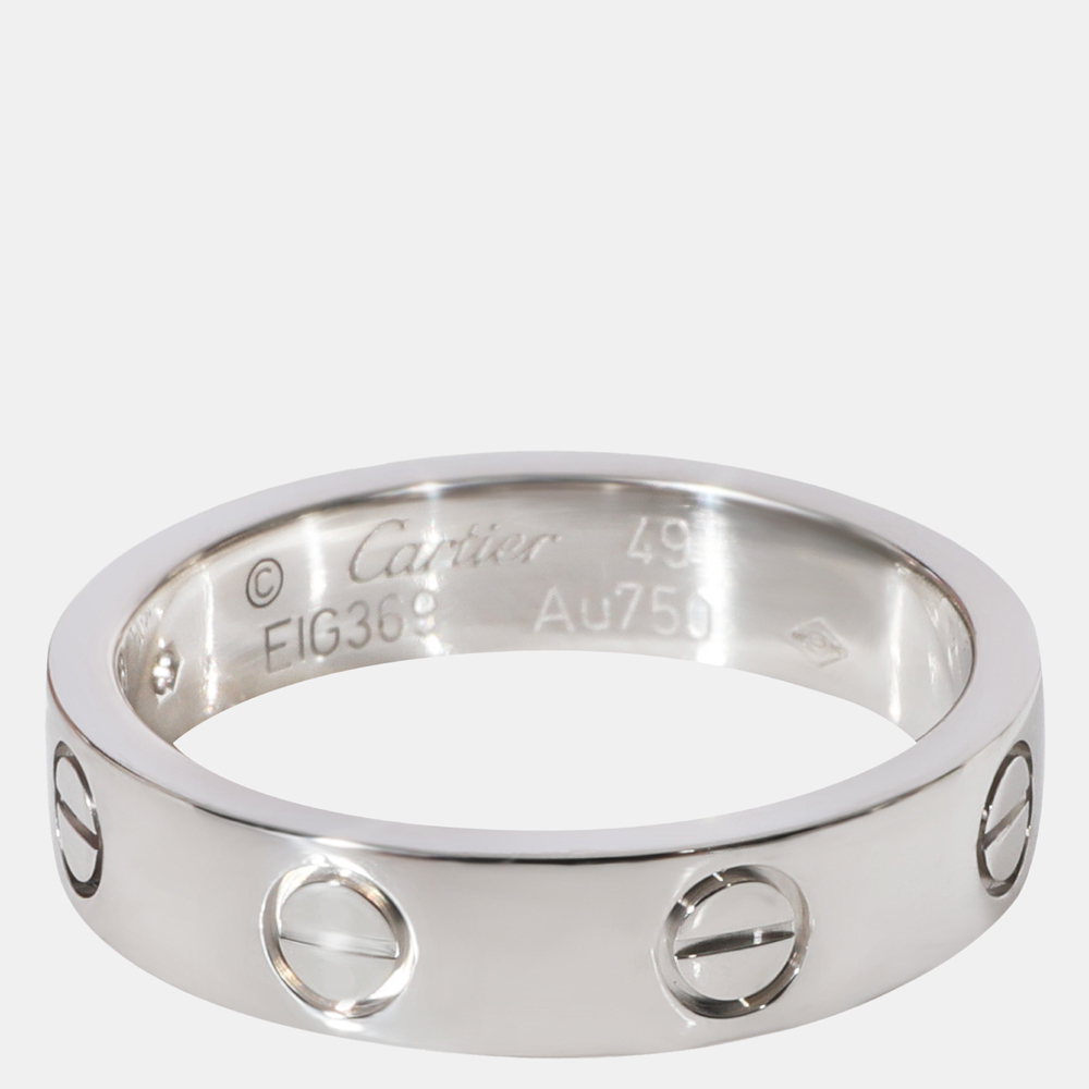 

Cartier Love Diamond Wedding Band in 18k White Gold 0.02 CTW Ring Size EU  - US 4.75, Silver