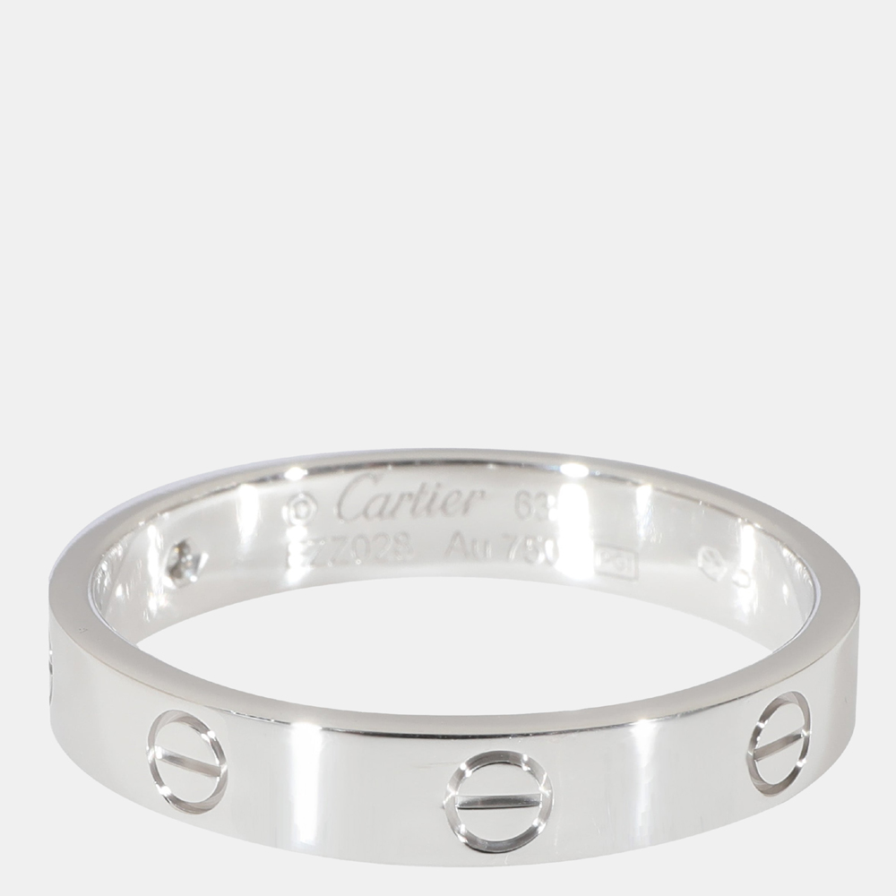 

Cartier Love Diamond Wedding Band in 18k White Gold 0.02 CTW Ring Size EU 63 - US 10.25, Silver