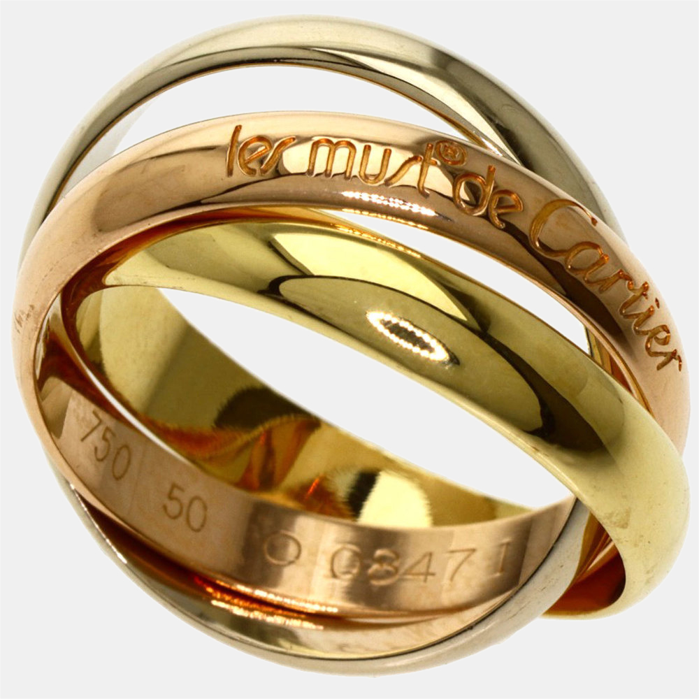 

Cartier Les Must De Cartier Trinity 18K Yellow Rose and White Gold Ring EU 50