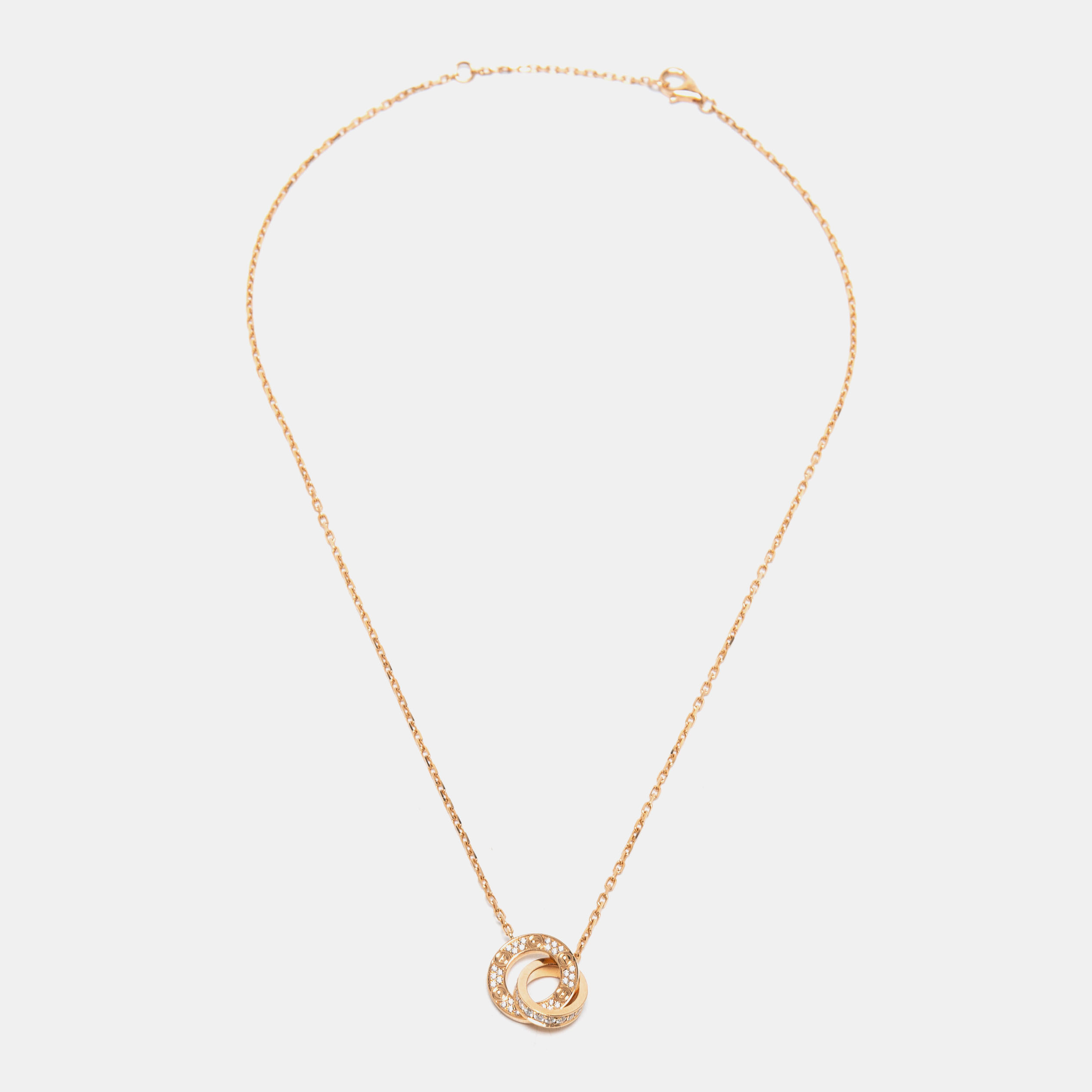 

Cartier Love Paved Diamond 18k Rose Gold Chain Necklace