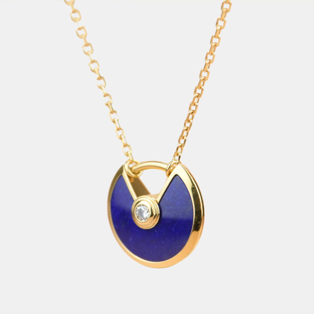 

Cartier Amulette De Cartier  18K Yellow Gold Diamond Lapis Lazuli Necklace