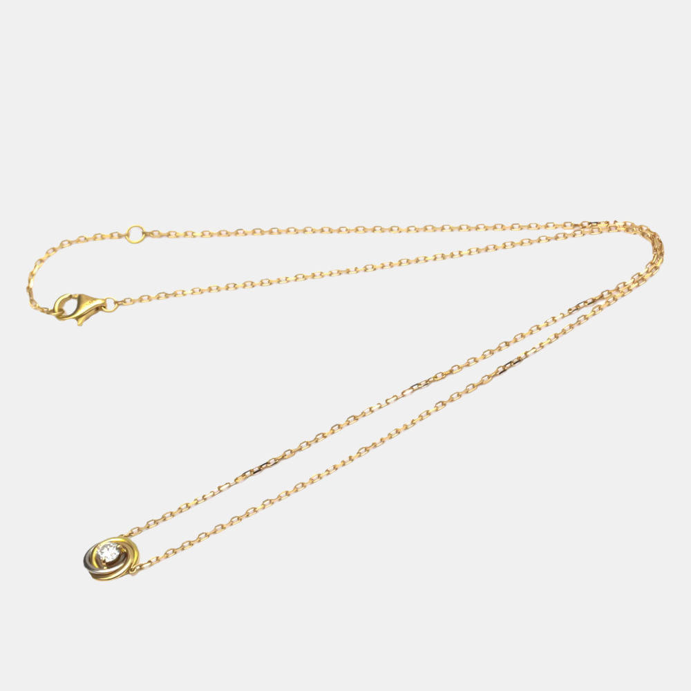 

Cartier Trinity 18K Yellow Rose and White Gold Diamond Necklace
