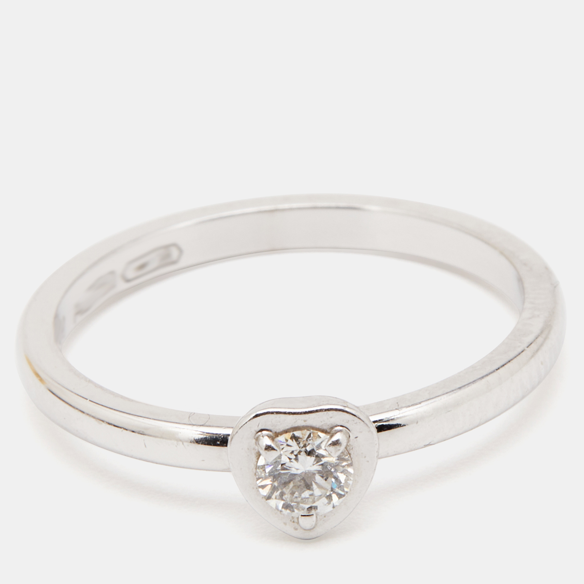 

Cartier Diamant Legers Diamond Heart 18k White Gold Ring Size