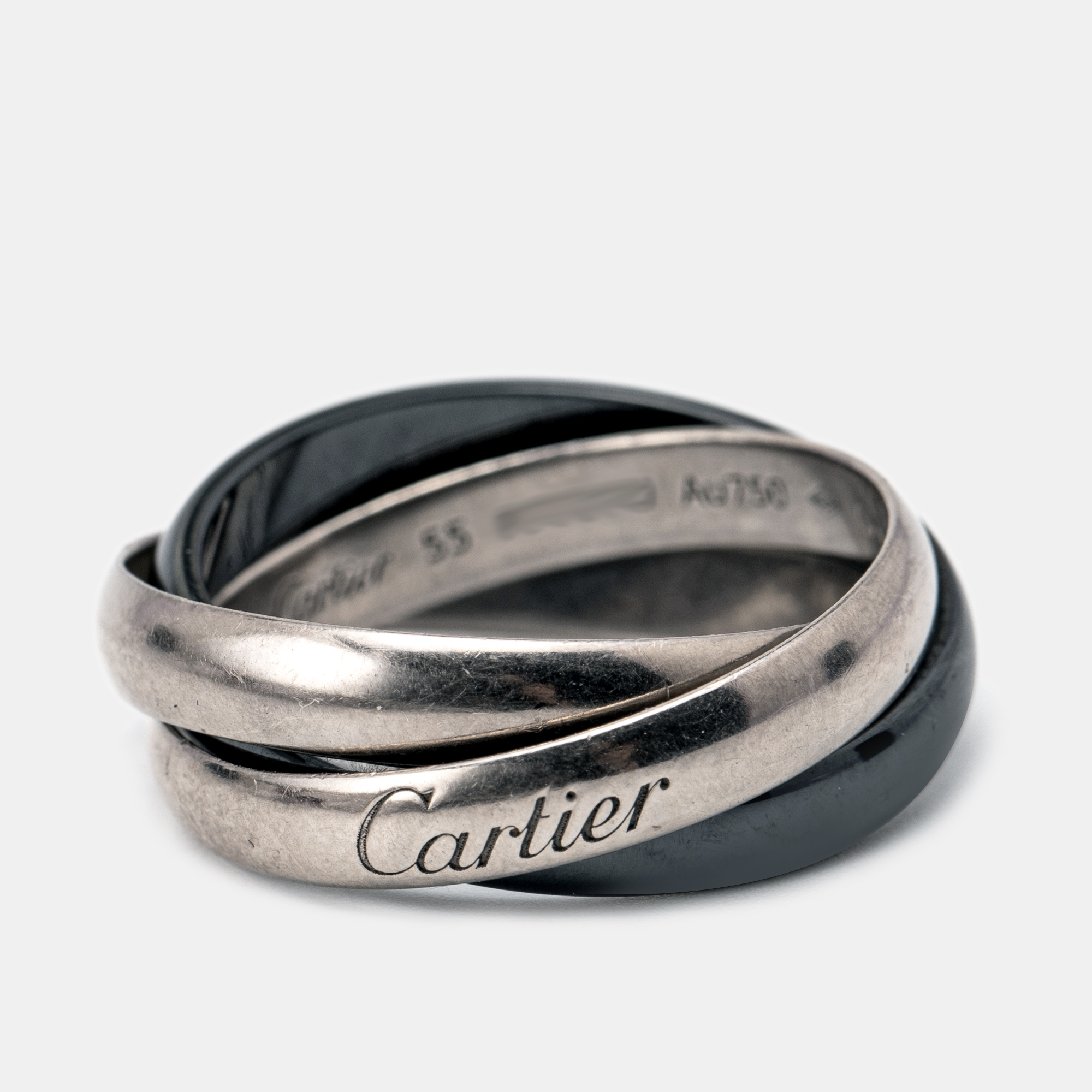 

Cartier Trinity Black Ceramic 18k White Gold Rolling Ring Size