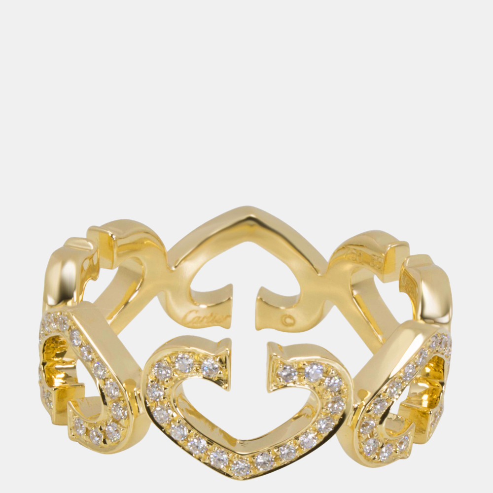 

Cartier C Hearts of Cartier Diamond Ring in 18K Yellow Gold (0.50 CTW) Ring Size EU 52.5