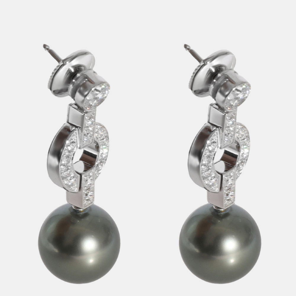 

Cartier Himalia Pearl Diamond Earrings in 18k White Gold 0.85 CTW