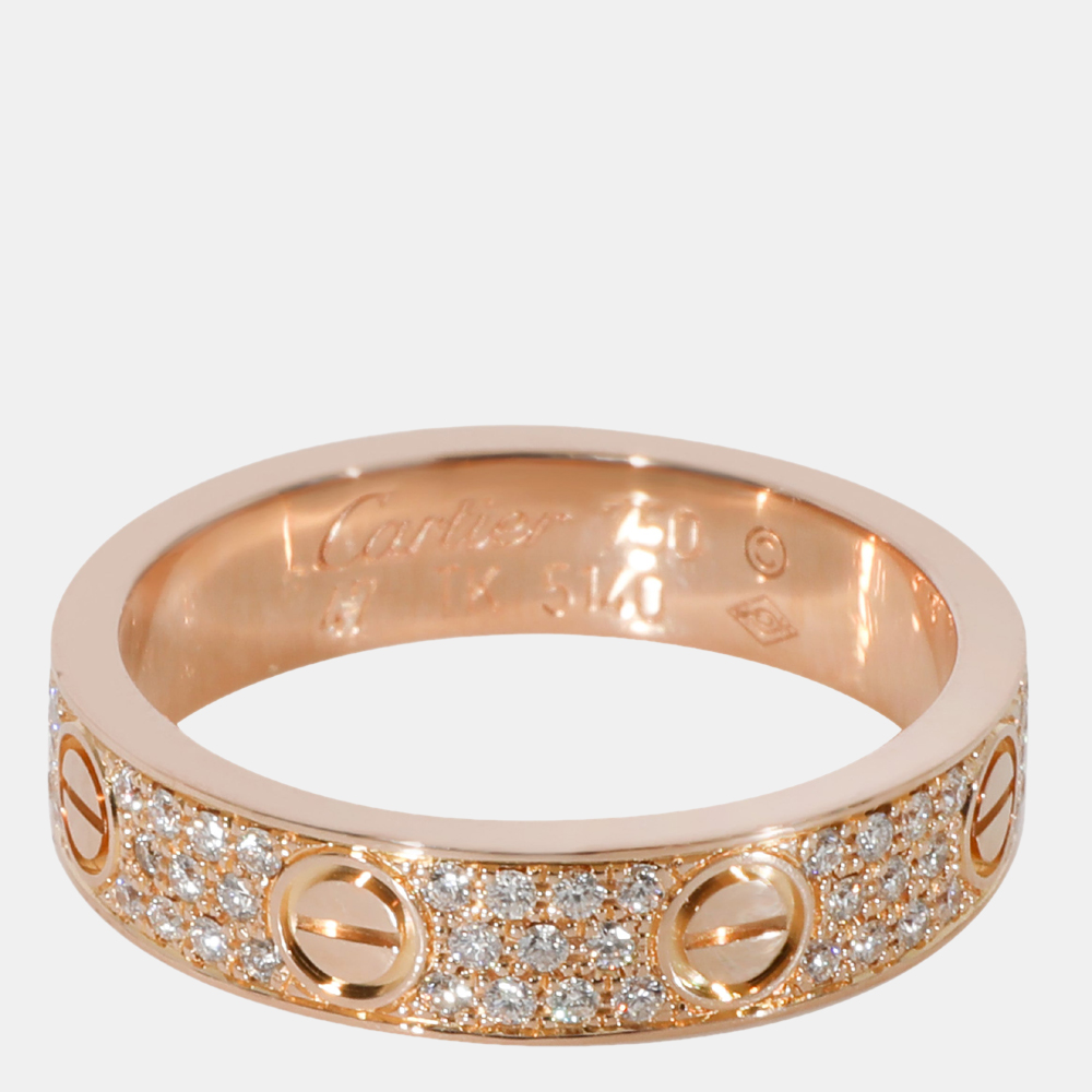 

Cartier Love Diamond Pave Band in 18k Rose Gold 0.31 CTW Ring Size EU 47