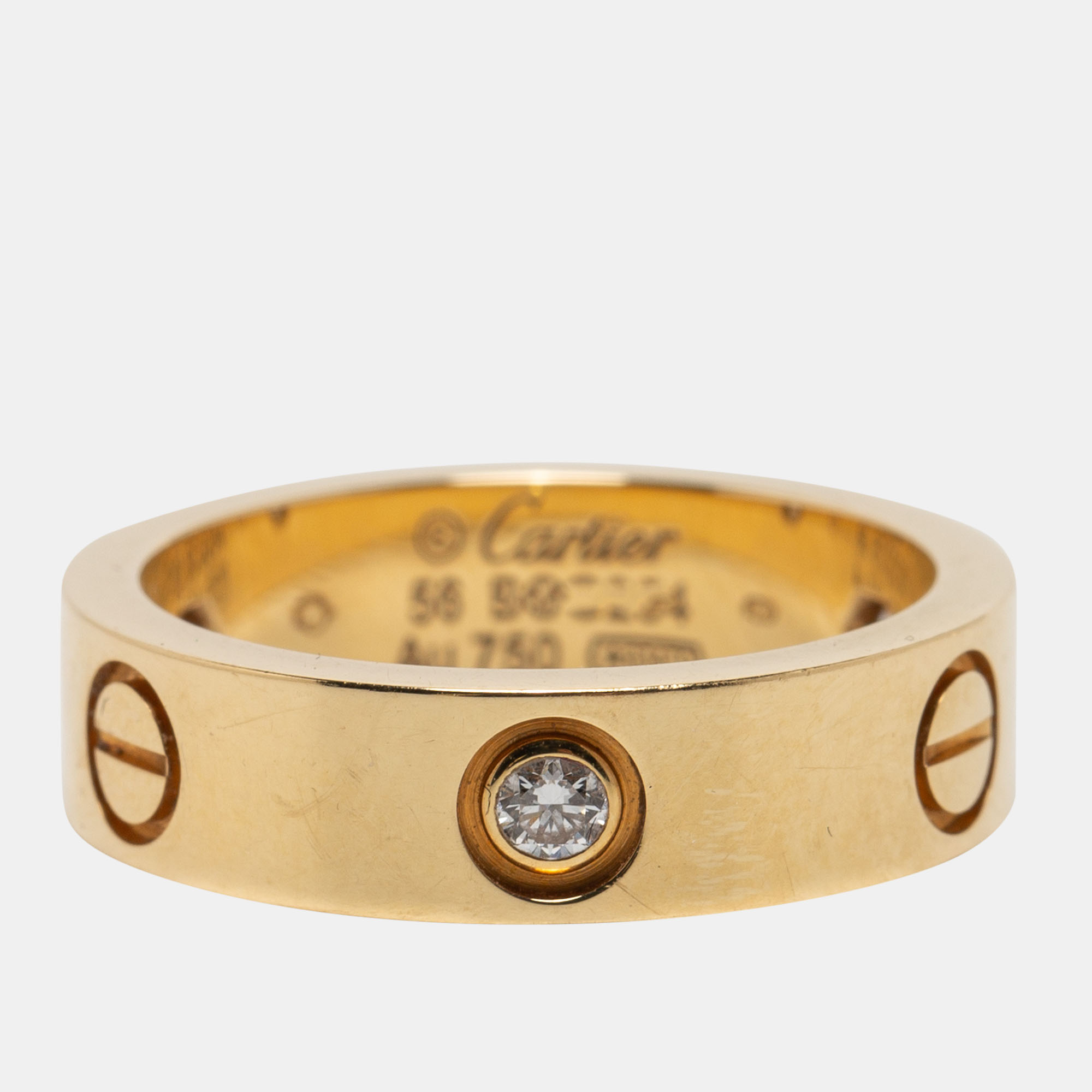 

Cartier Love 3 Diamond 18k Yellow Gold Band Ring Size