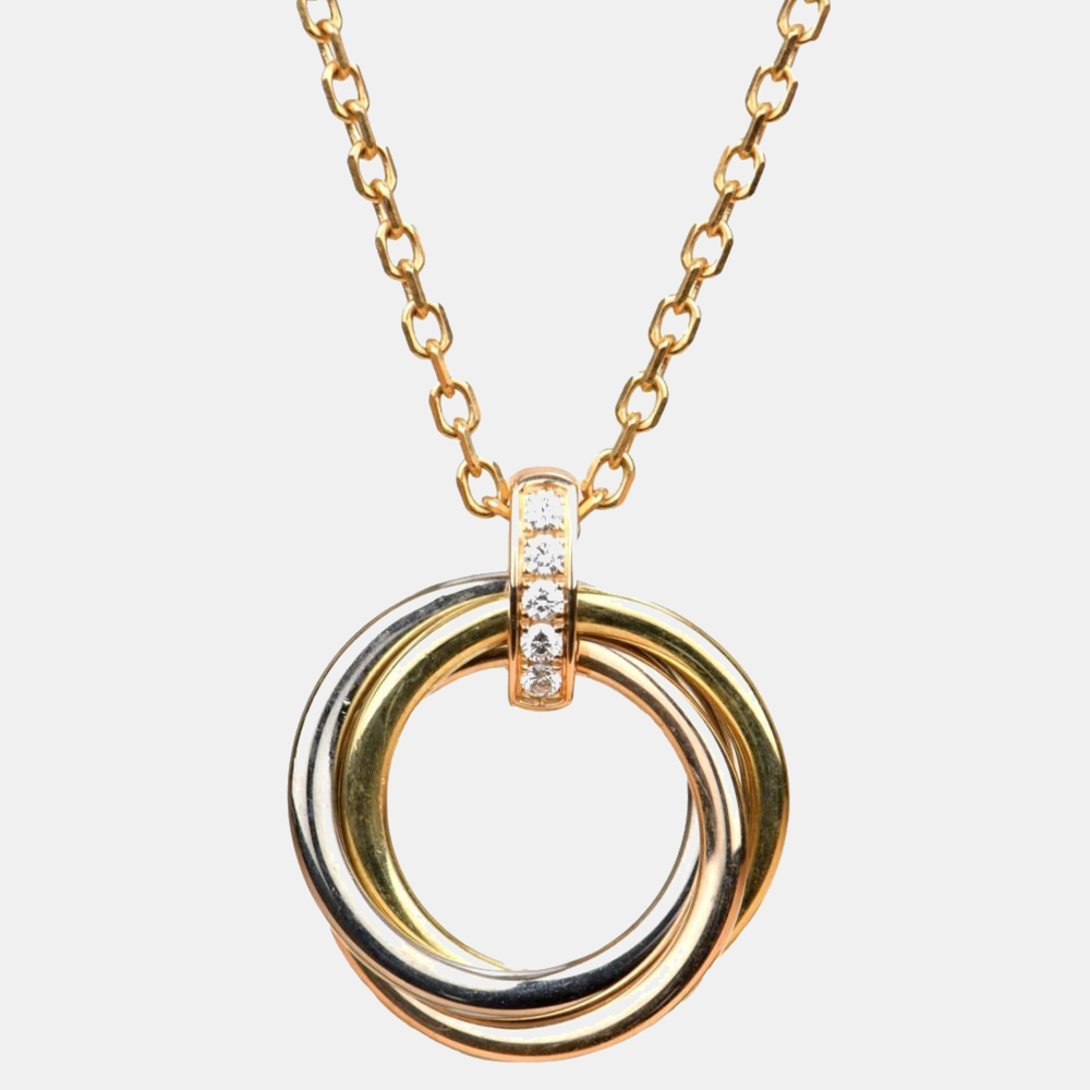 

Cartier Trinity 18K Yellow Rose and White Gold Diamond Necklace